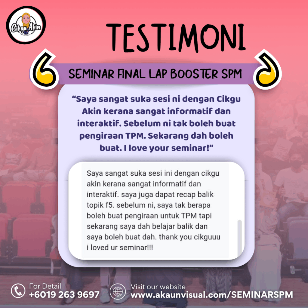 Feedback Seminar SPM Prinsip Akaun Cikgu Akin SPMFlix CMN Academy